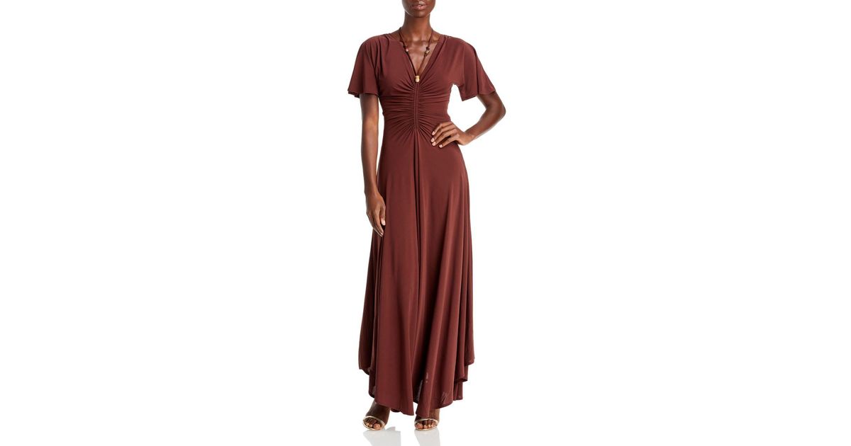 A.L.C. Synthetic Nina Beaded Tie Neck Maxi Dress in Red | Lyst Canada