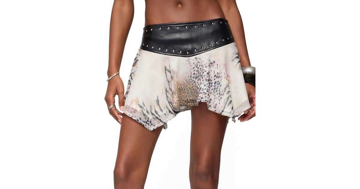Edikted Letta Printed Chiffon Mini Skirt | Lyst