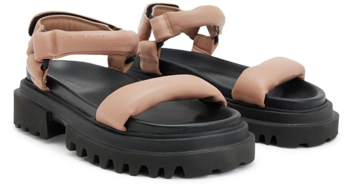 AllSaints Helium Ankle Strap Slingback Sandals in Black | Lyst