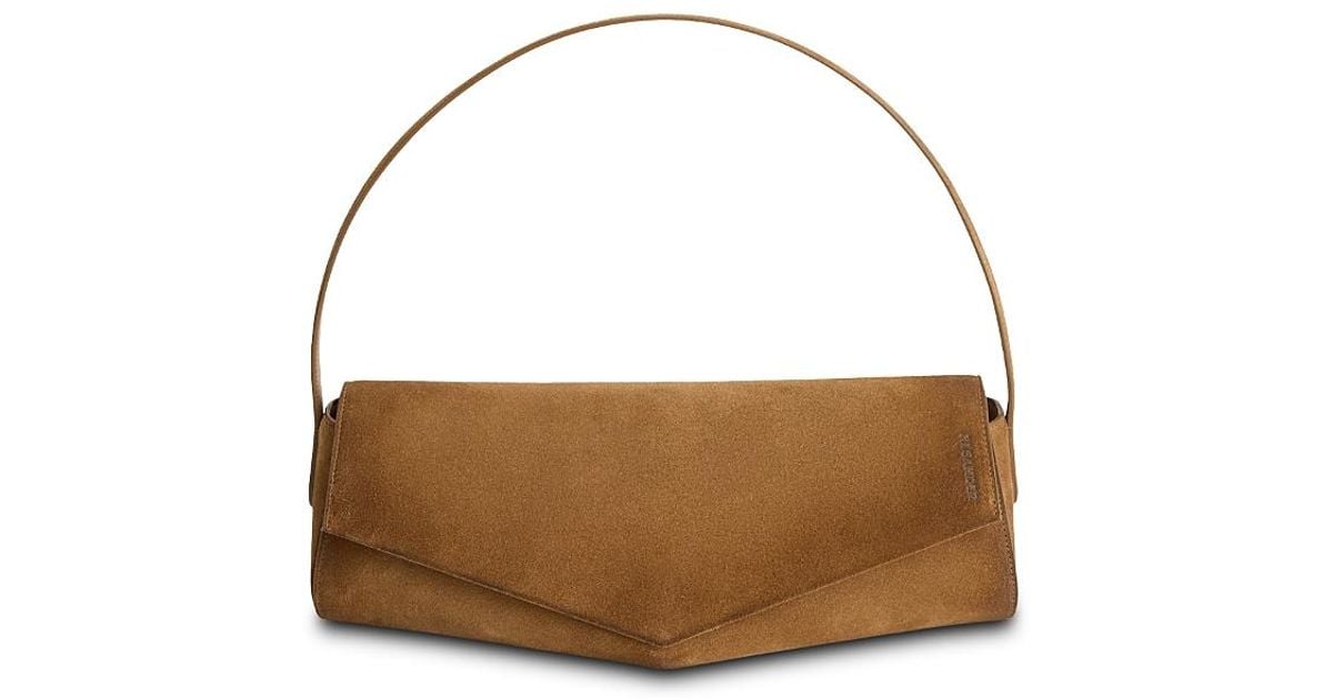 Jil Sander Kante Leather Flap Shoulder Bag in Brown | Lyst
