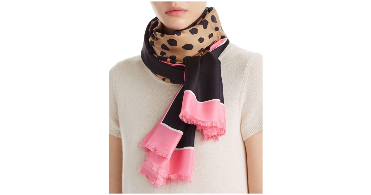 Kate Spade Cheetah Silk Oblong Scarf in 