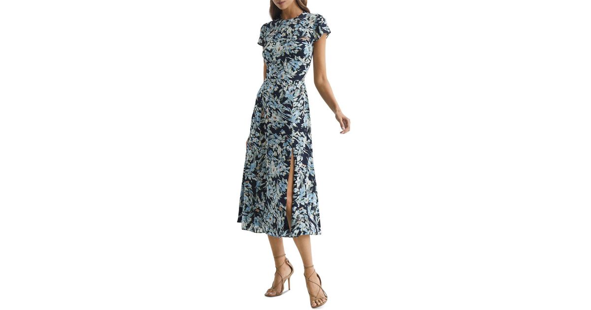 Reiss Livia Cutout Midi Dress in Blue | Lyst