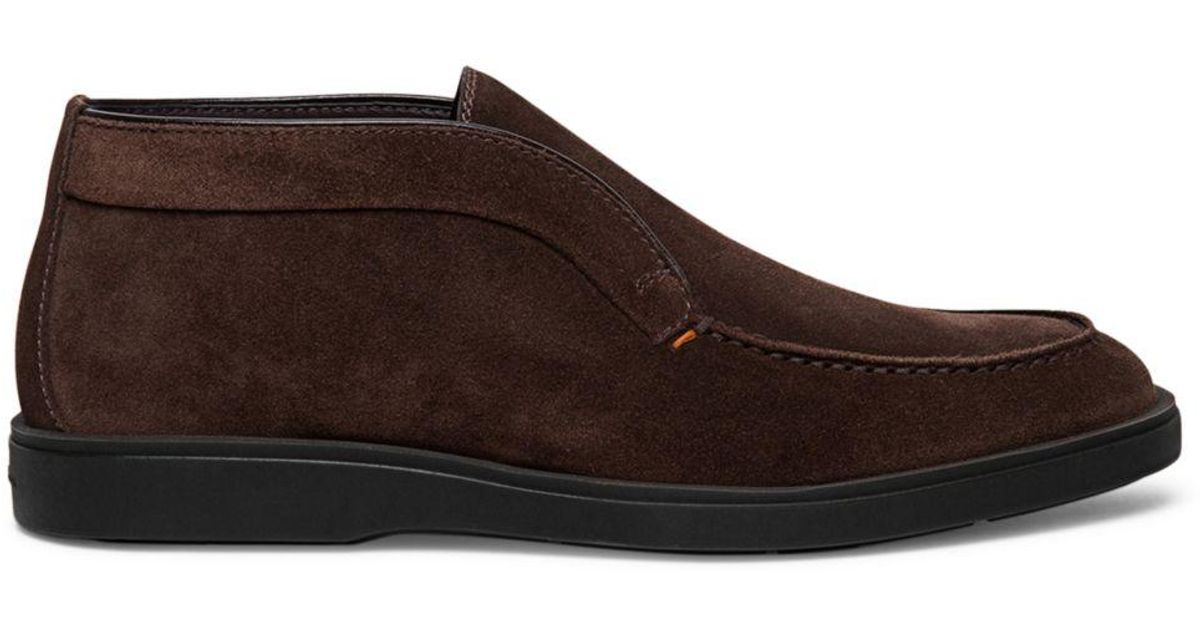 Santoni Detroit Laceless Slip On Chukka Boots in Brown for Men | Lyst