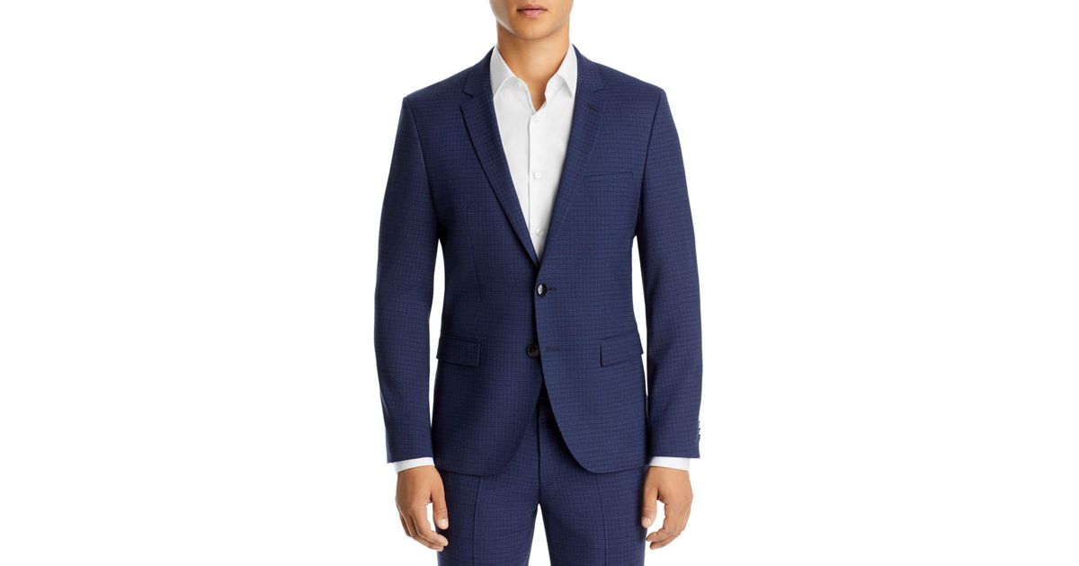 HUGO Arti Extra Slim Fit Tonal Check Suit Jacket in Blue for Men