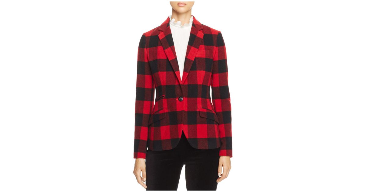 ralph lauren red plaid blazer