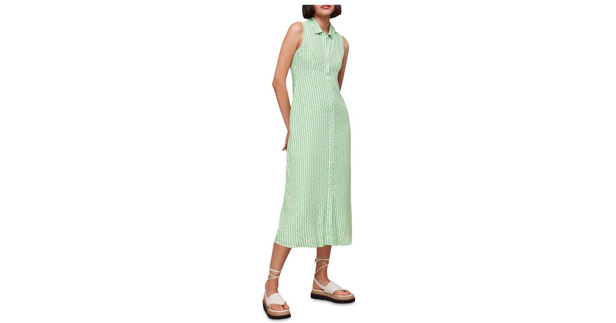 Whistles Vertical Stack Shirt Dress in Green Lyst