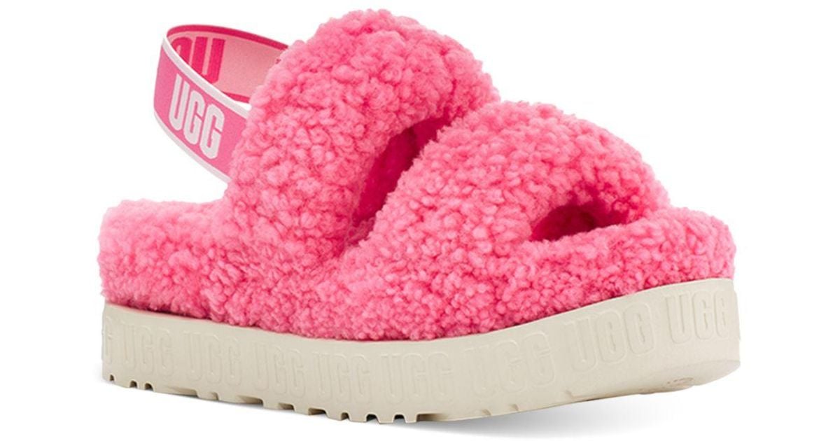 UGG Fur Oh Fluffita Slingback Sandals in Pink Rose (Pink) Lyst