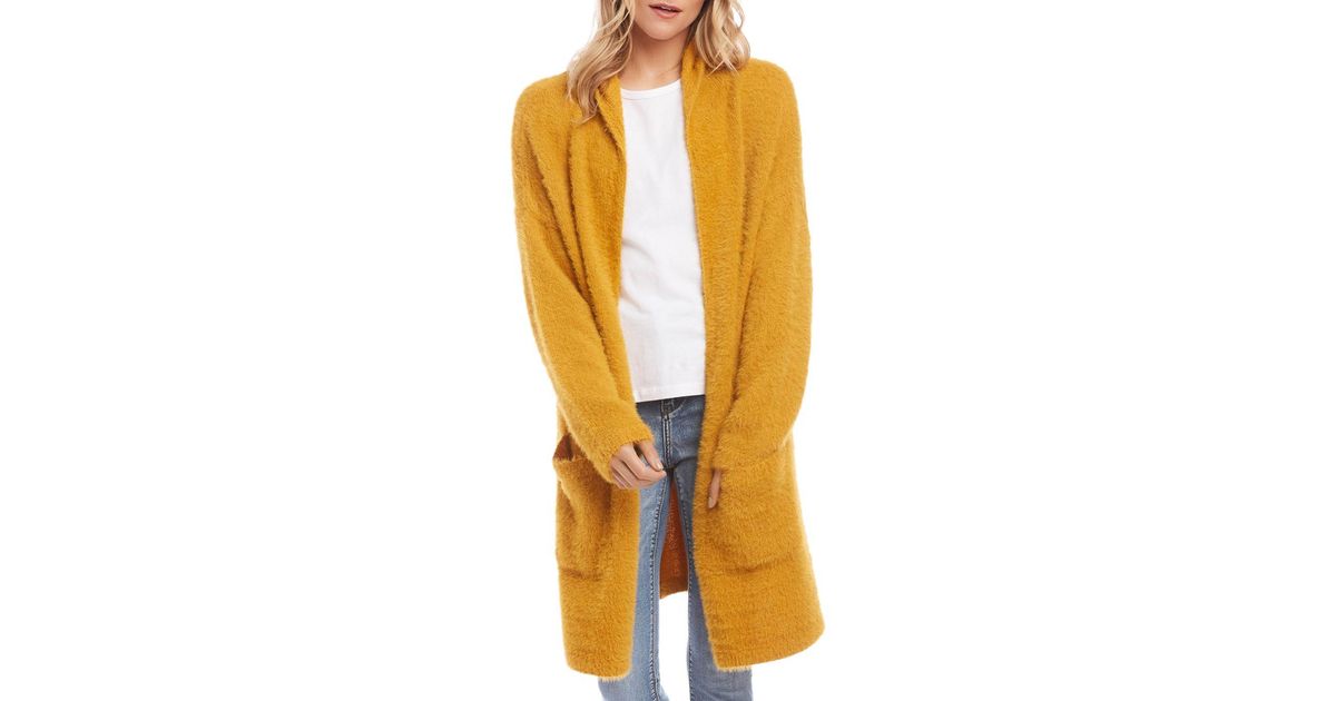 yellow hooded cardigan