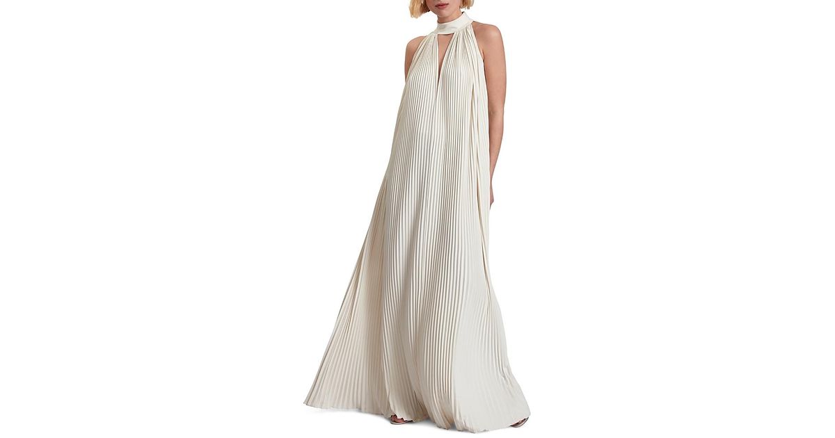 Ted Baker Akala Pleated V Cut Out Dress in White | Lyst