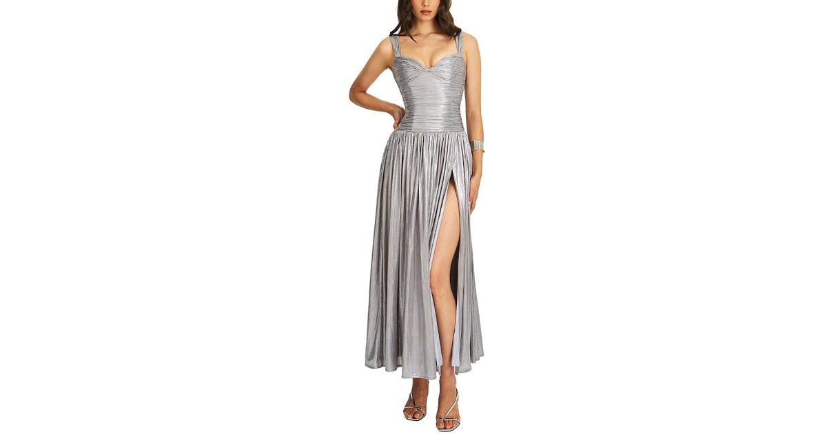 Miss Circle Palmer Glitter Drop Waist Maxi Dress in White