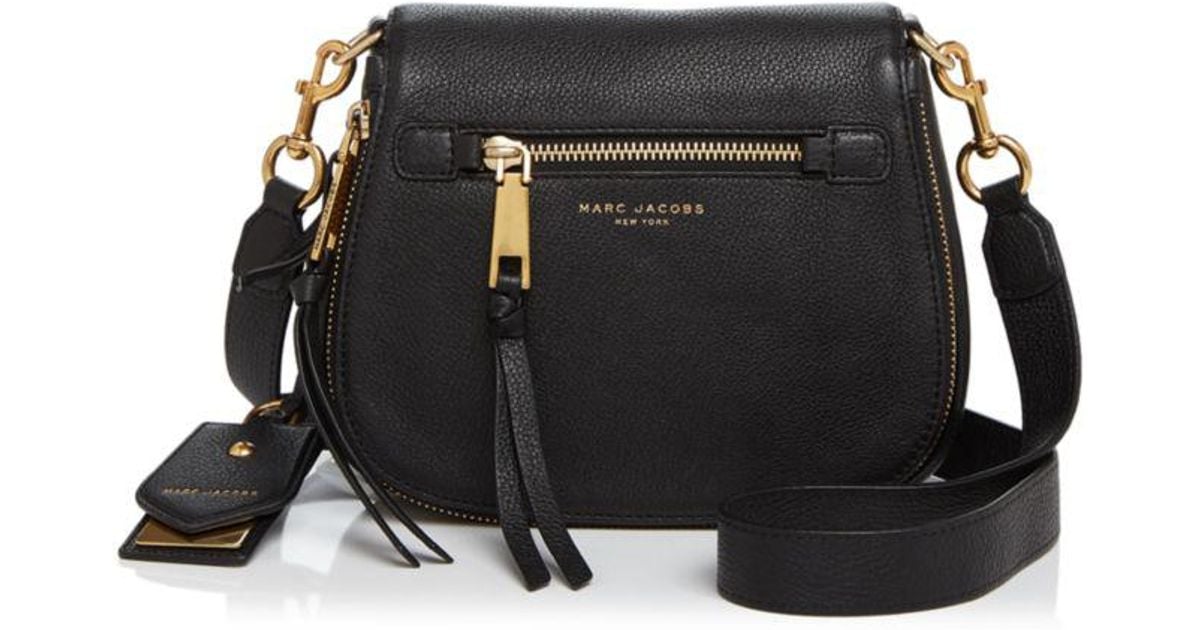 Marc Jacobs Recruit Small Nomad Leather Saddle Bag in Black/Gold (Black