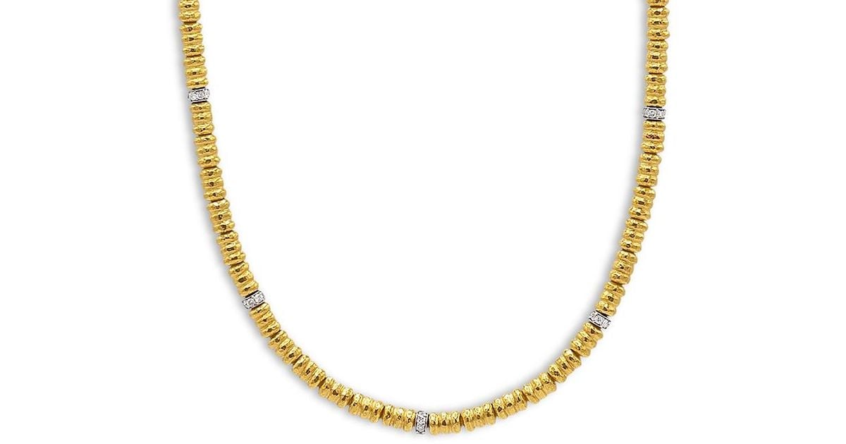Gurhan 24K Vertigo Diamond Beaded Strand Necklace, 18 in Metallic | Lyst