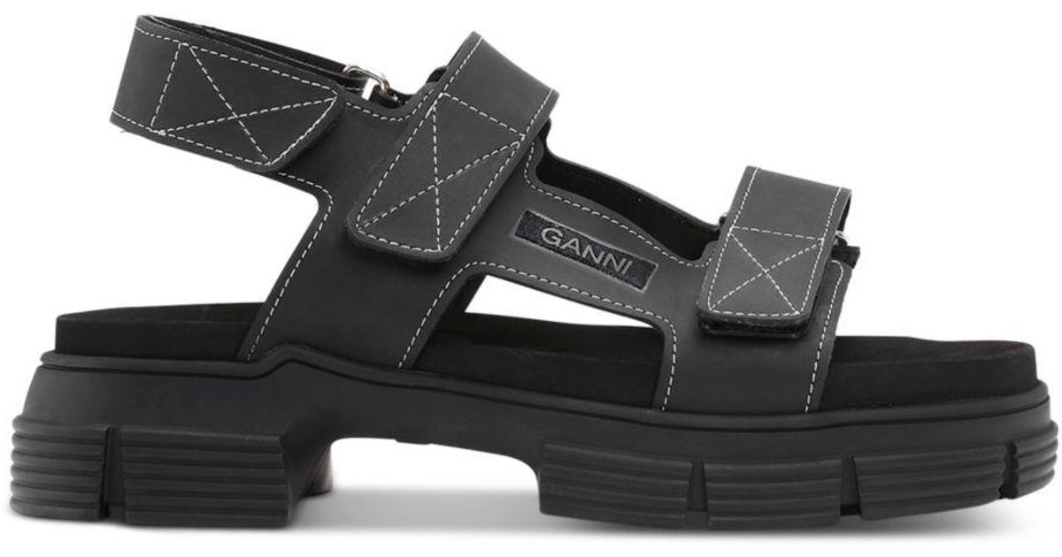 Ganni Synthetic Lug Sole Sandals in Black | Lyst