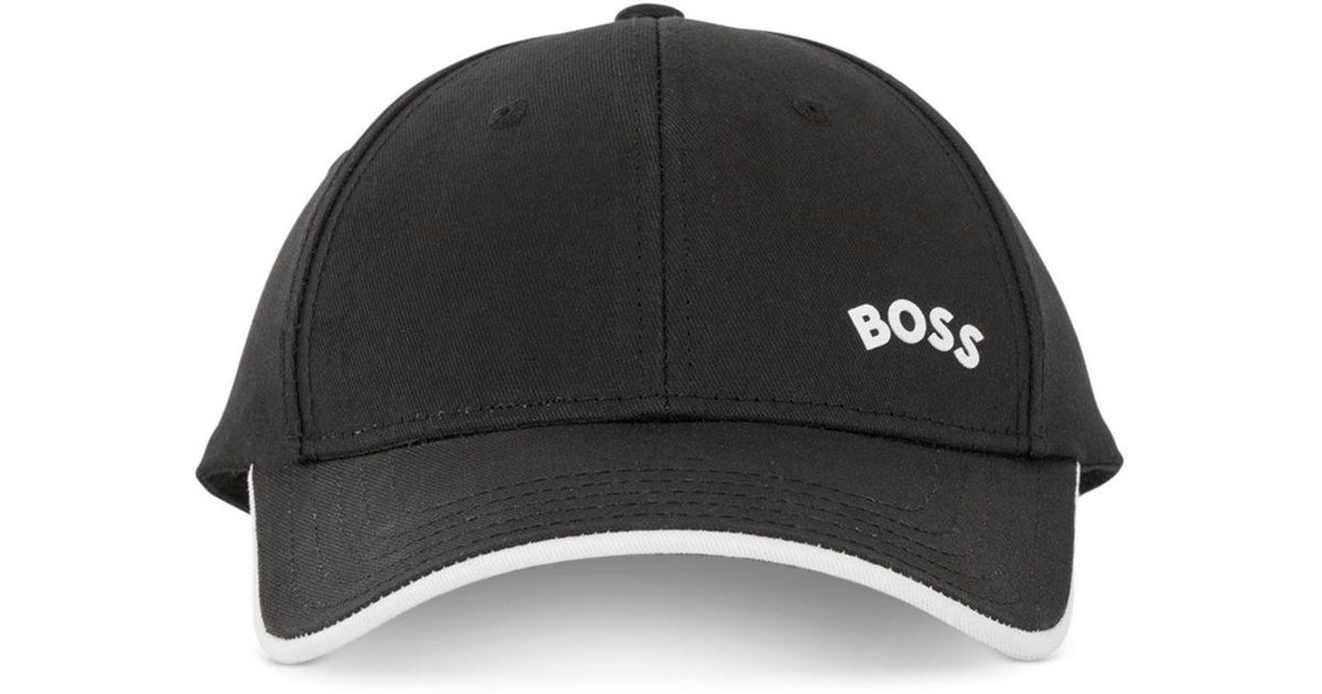 BOSS by HUGO BOSS Cotton Curved Brim Logo Cap in Black for Men | Lyst ...