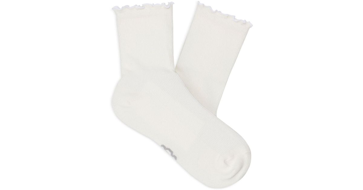 UGG Karsyn Cotton Blend Lettuce Edge Quarter Socks in White Lyst