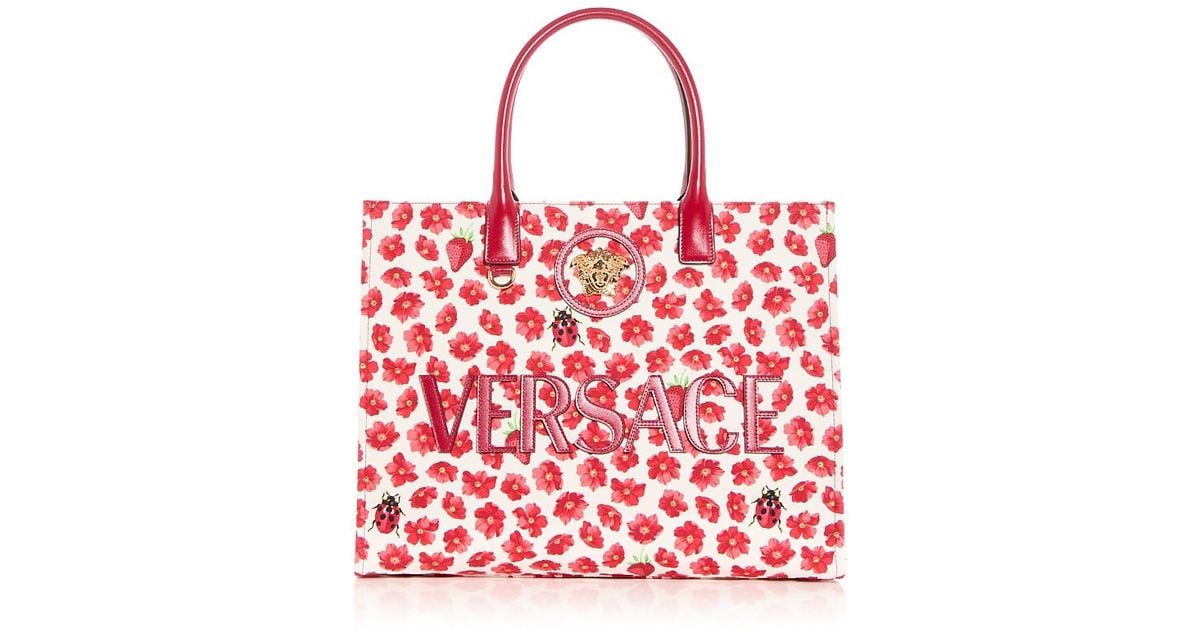 Versace La Medusa Strawberry Fields Tote in Red | Lyst