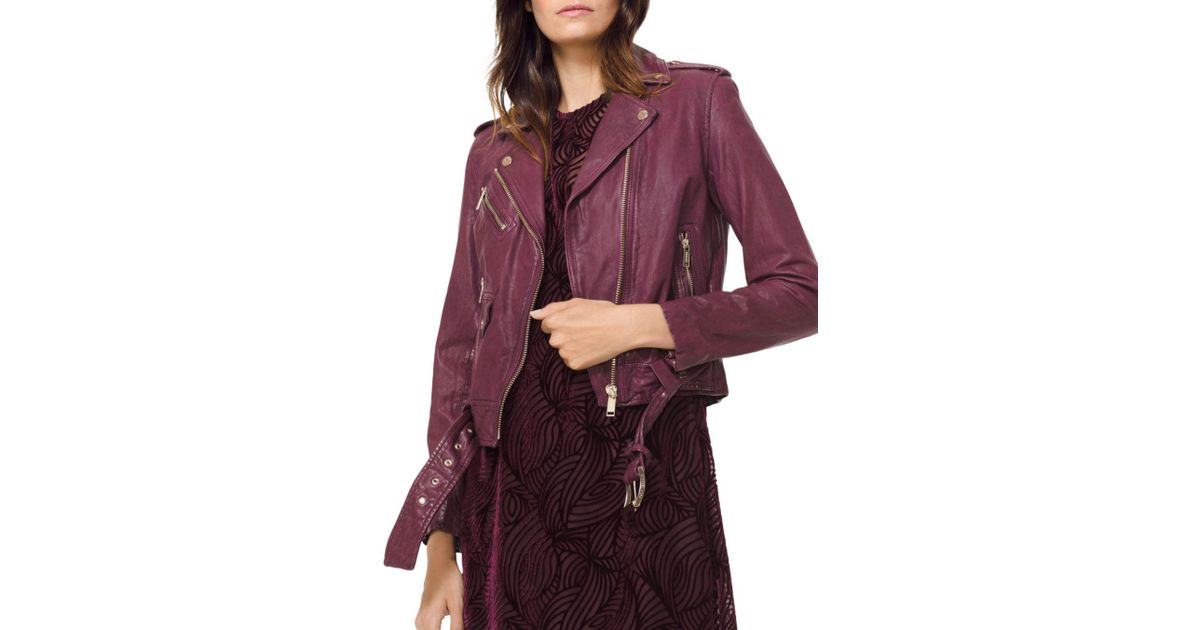 michael kors purple leather jacket