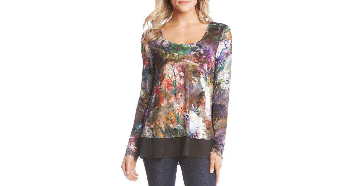 karen kane pringt contrast rufffle top karen kane pringt contrast rufffle top