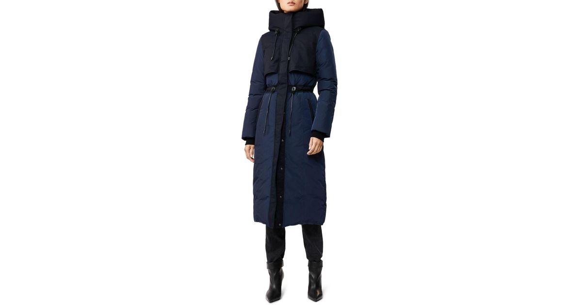 Mackage Fleece Leanne Maxi Length Down Coat In Navy Women in Blue Lyst