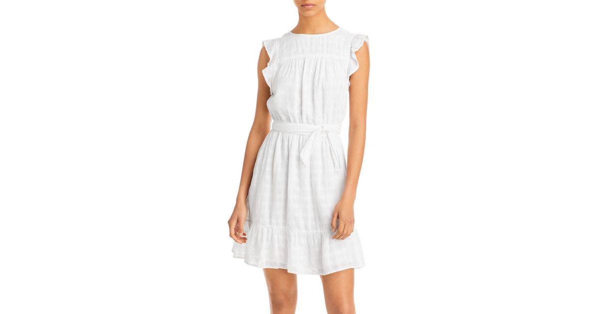 Bella Dahl Cotton Belted Ruffle Sleeve Mini Dress in White | Lyst