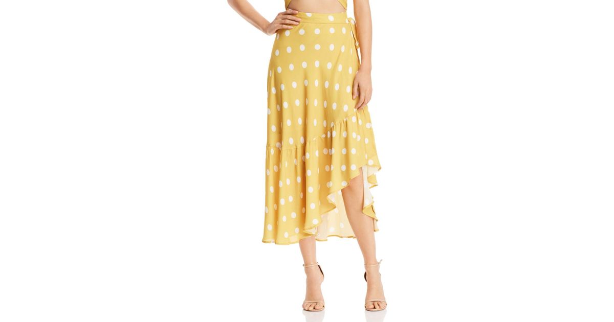 yellow and white polka dot skirt