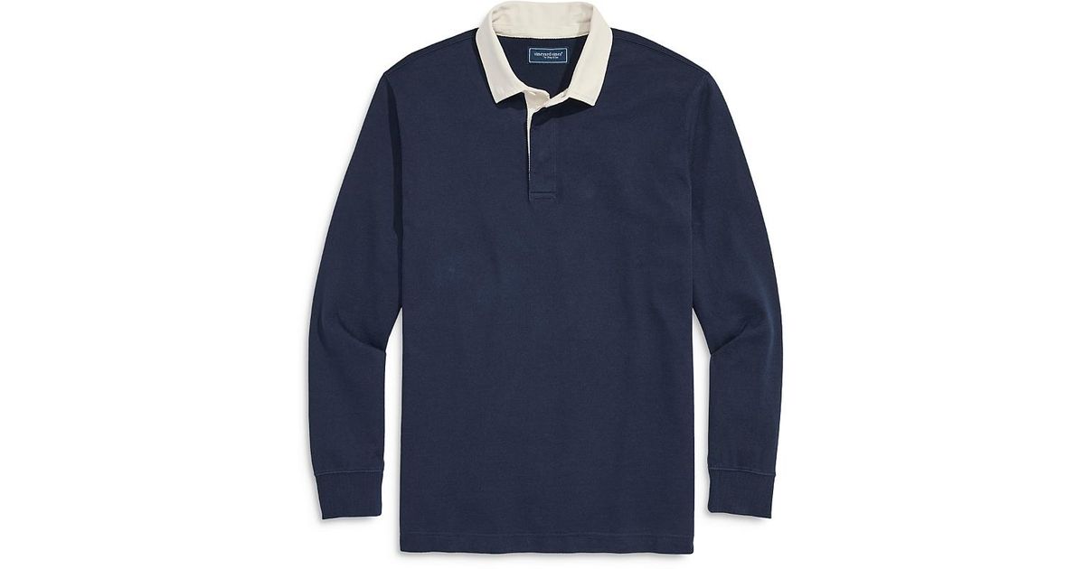 Vineyard Vines Cotton Solid Rugby Shirt in Blue for Men | Lyst UK