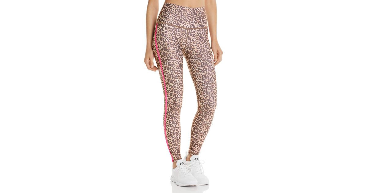 Side Stripe Leopard Print Leggings | Lyst