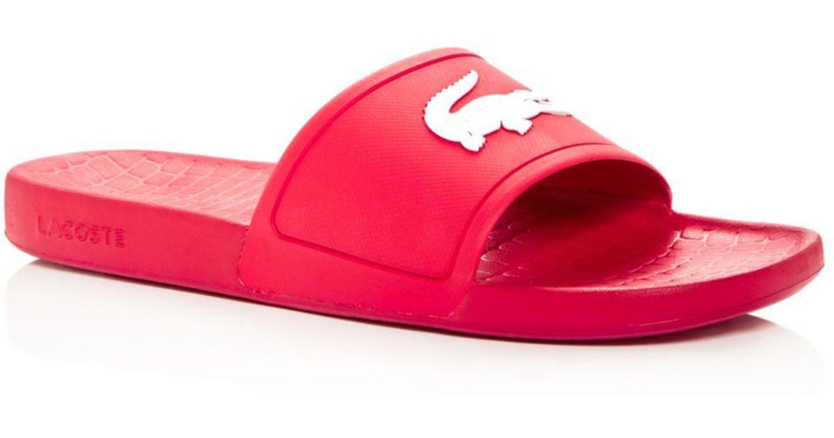 red lacoste flip flops