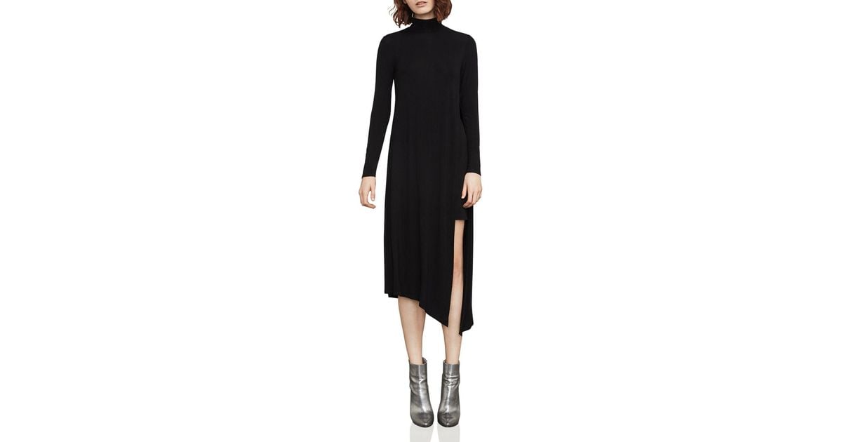 bcbg kabrina asymmetrical turtleneck dress