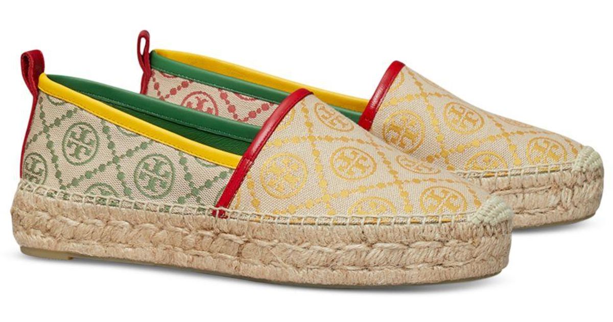 Tory Burch Monogram Print Espadrille Platform Loafers | Lyst