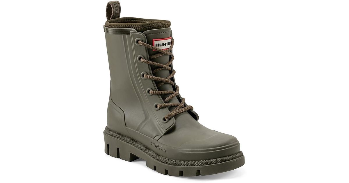 HUNTER Diana Lace Up Boots in Green Lyst