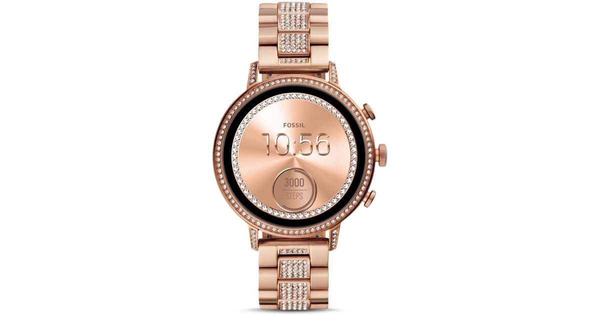 Fossil Leather Gen 4 Smartwatch in Rose Gold (Metallic) - Lyst