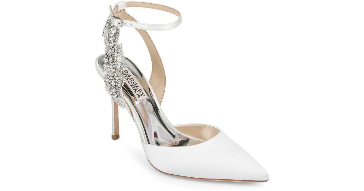 white pumps with ankle strap