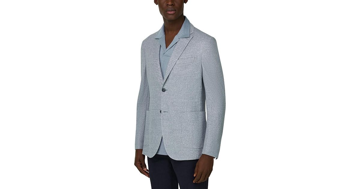 BOGGI Regular Fit Textured Linen Jacket in Blue for Men | Lyst