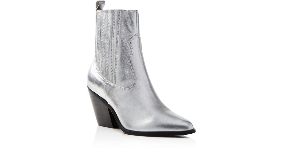 silver metallic booties