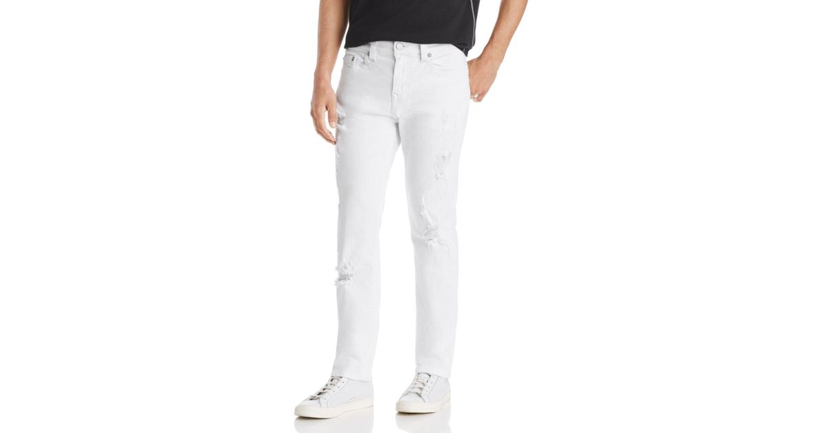 True Religion Rocco No Flap Slim Fit Jeans In Optic White Destroyed for Men  | Lyst