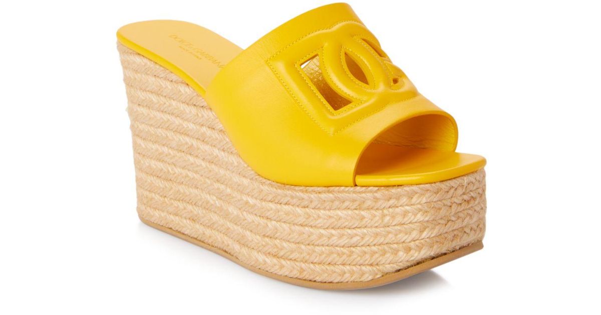 Dolce & Gabbana Platform Espadrille Wedge Sandals in Yellow Lyst
