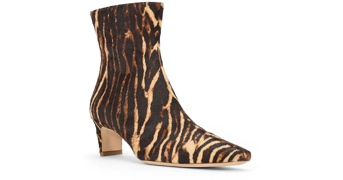 STAUD Wally Calf Hair Ankle Boots in Brown Lyst
