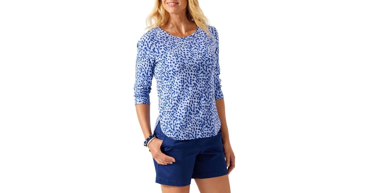 Tommy Bahama Cotton Ashby Isles Lagoon Leopard Top in Blue | Lyst