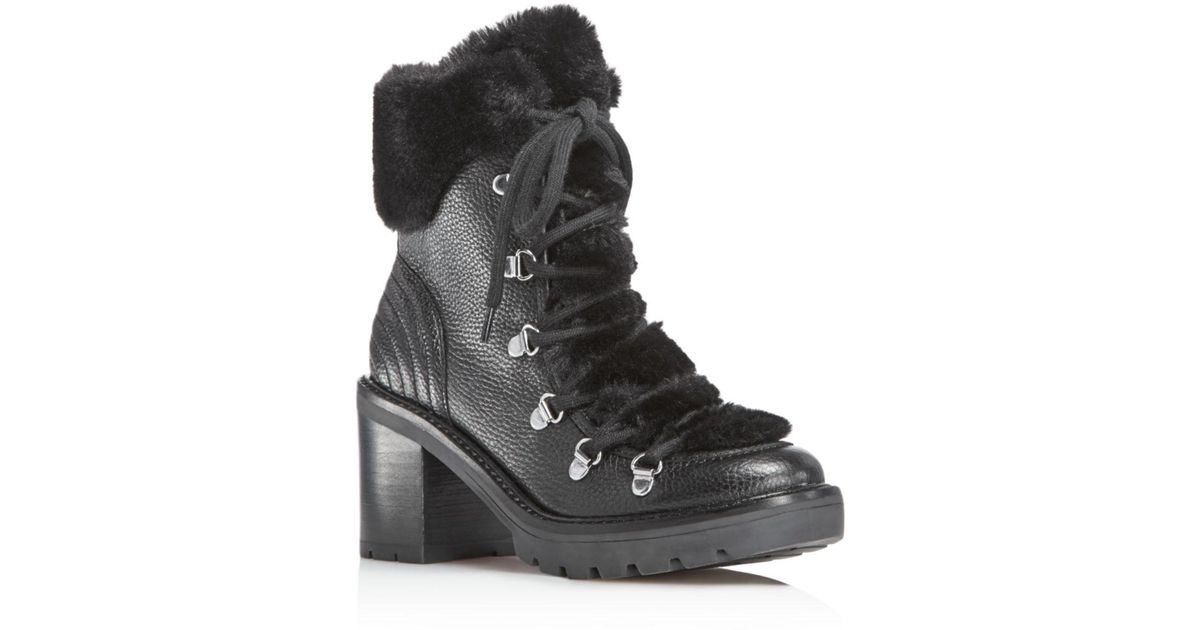 faux fur lace up booties