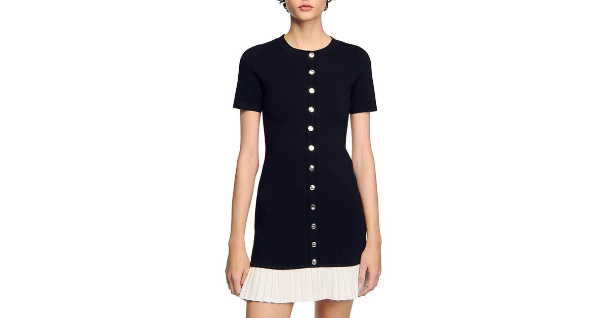 sandro short knit dress with ruffles Sandro Mini Knit Dress with ruffle