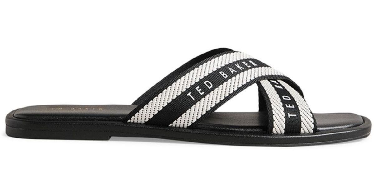 Ted Baker Ashika Slip On Crisscross Slide Sandals in Black | Lyst