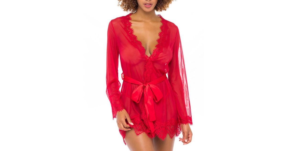 Provence Eyelash Lace Floor Length Robe Zinfandel 1x-2x
