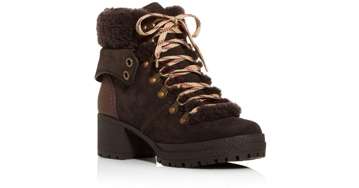 see by chloe eileen flat shearling hiker boots