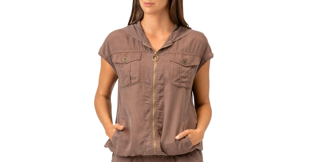 XCVI Sander Hooded Utility Vest in Brown Lyst
