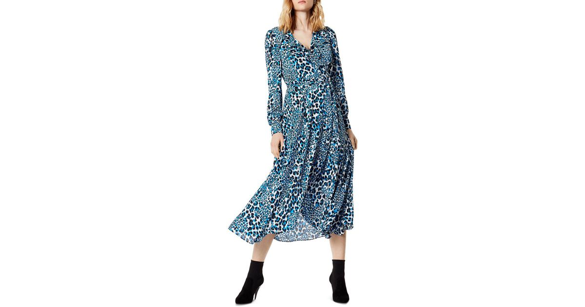 karen millen blue leopard print dress