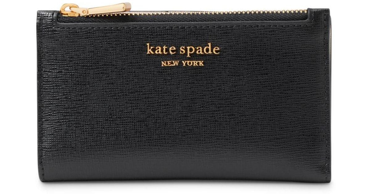 Kate Spade Saffiano Leather Bifold Wallet in Black/Gold (Black