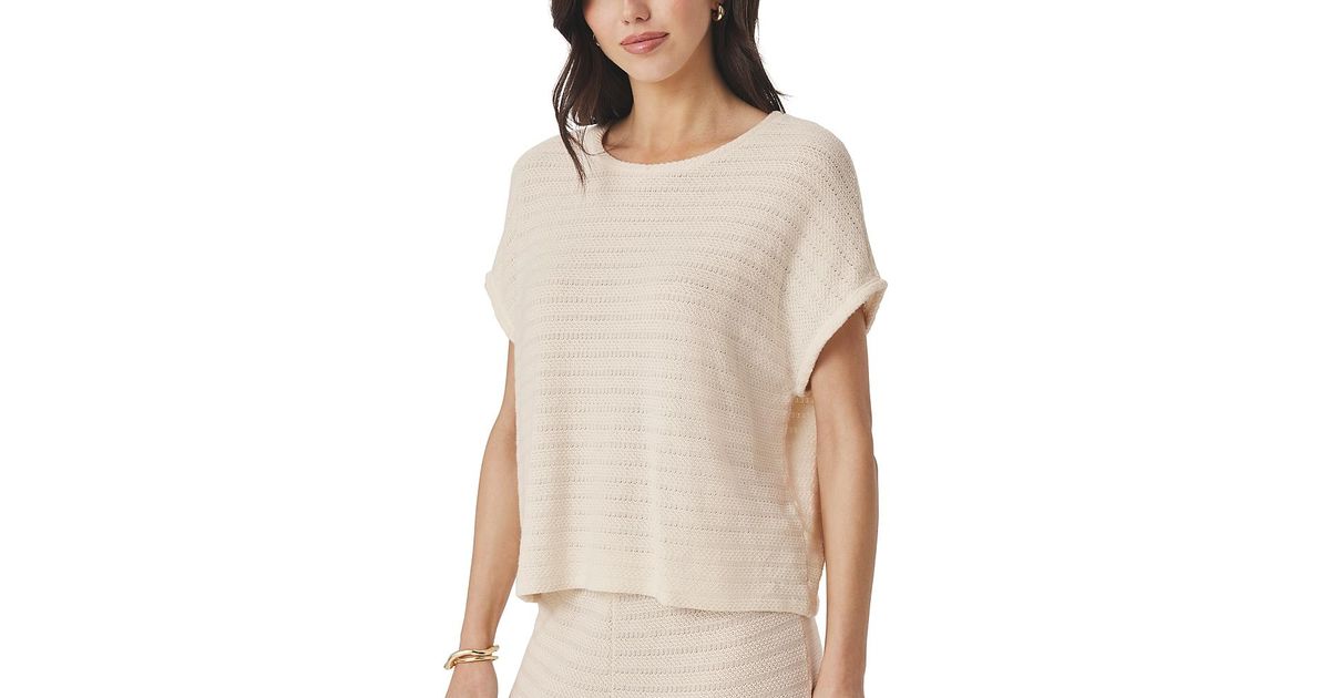 Splendid Top Splendid Marisol Short Sleeve Top in Natural | Lyst