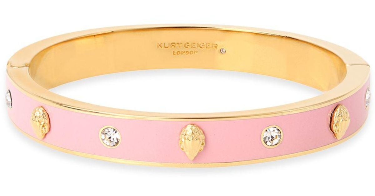 Kurt Geiger Eagle Crystal & Enamel Bangle Bracelet in Light Pink (Pink
