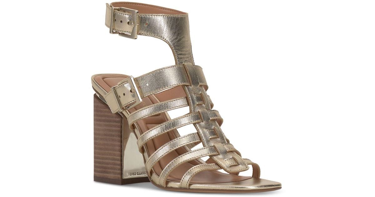 Vince Camuto Hicheny High Heel Ankle Strap Sandals in Metallic | Lyst